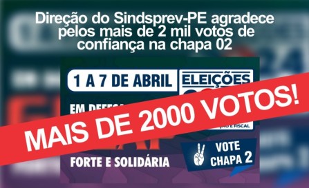 Eleições da GEAP - Direção do Sindsprev-PE agradece pelos mais de 2 mil votos de confiança na chapa 02